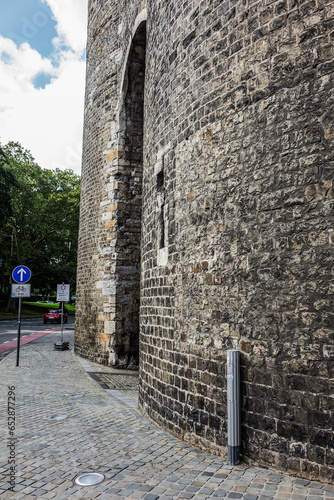 Marching Gate (Marschiertor, 13th century) was south gate of outer Aachen city wall. It is one of most powerful still-preserved city gates in Western Europe. Aachen, Germany.  photo