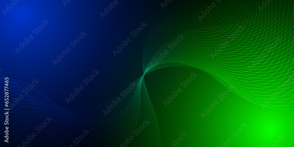Abstract blue and green wavy line pattern on dark blue background. Modern tech futuristic neon color banner concept. Vector illustration. Abstract blue and green wavy line pattern on dark blue background. Modern tech futuristic neon color banner concept. Vector illustration.