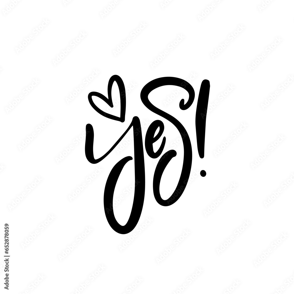 Fototapeta premium Yes word text black color sign vector.