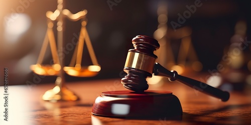 Obraz na plátně Legal law concept image gavel bokeh