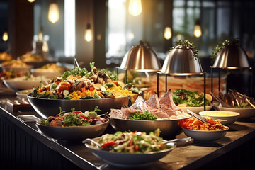 Buffet food in a luxury hotel. Catering kitchen concept
