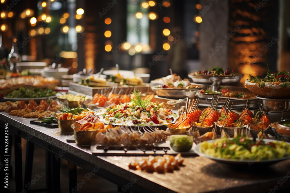 Buffet food in a luxury hotel. Catering kitchen concept