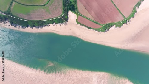 Aerial view of the Camel Estuary near Padstow, Cornwall, England