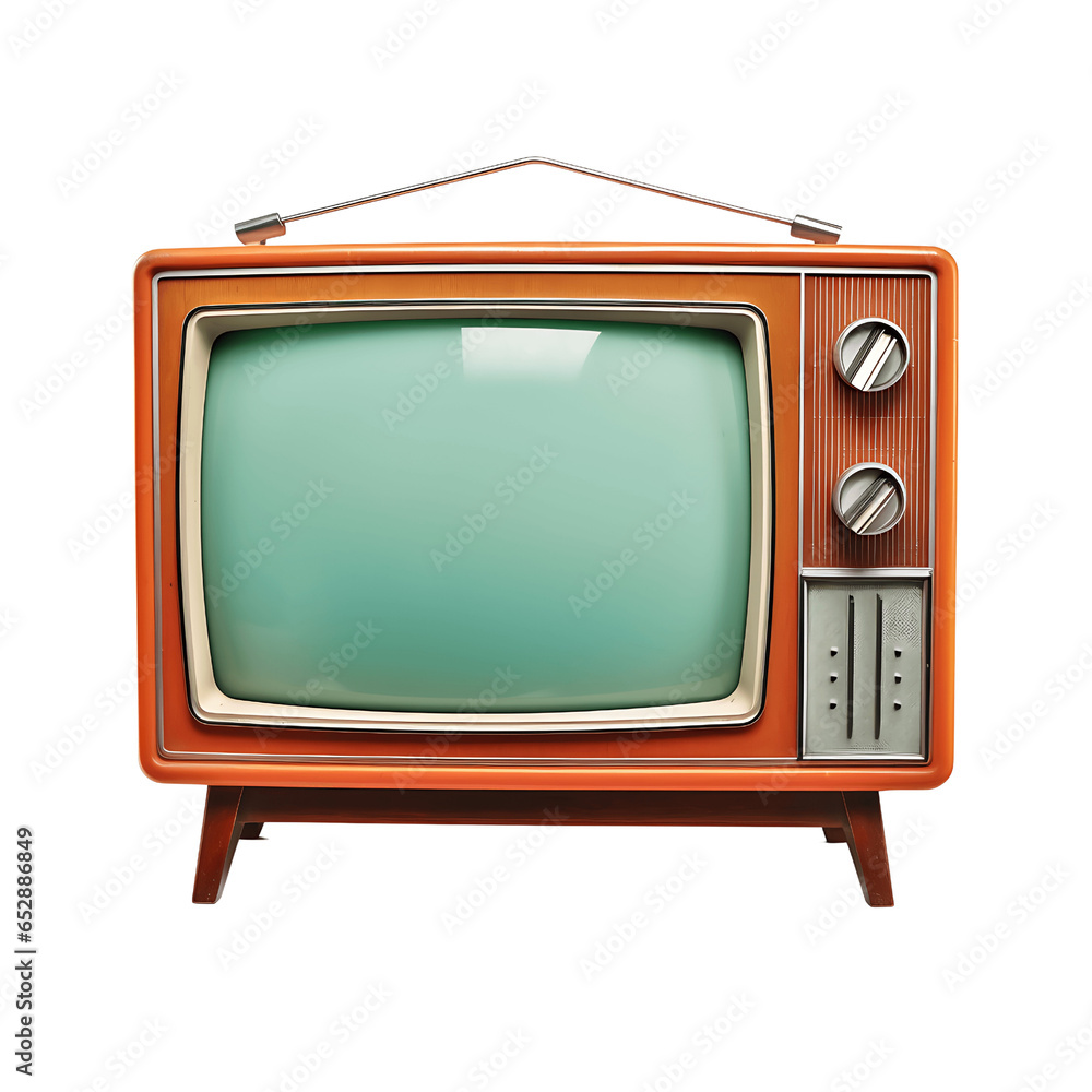 Vintage Retro Television Isolated on Transparent or White Background, PNG