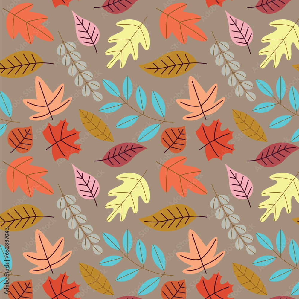 Abstract flat hand draw autumn leaves background. Vector. Abstract flat hand draw autumn leaves background. Vector.