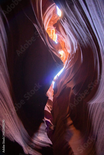 This piece is a good example of landscape photography. This photo was taken at Antelope Canyon in Arizona which is located in the United States. The photo was completed by MJFOX Film and Photography. 