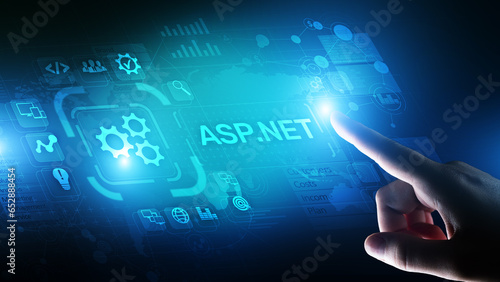 ASP.NET Development programming language concept on virtual screen.
