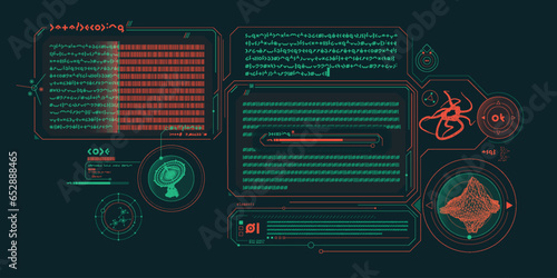 Sci-fi interface of data decoding program.