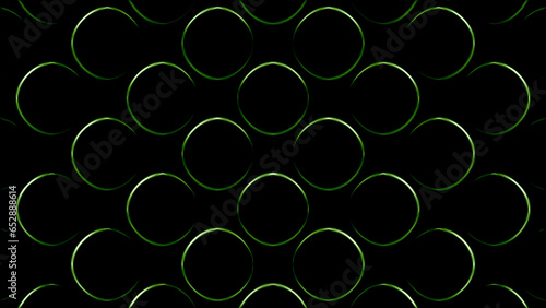 Black background with red and green circles. Design. Neon lines with hand-drawn circles made in cartoon animation.