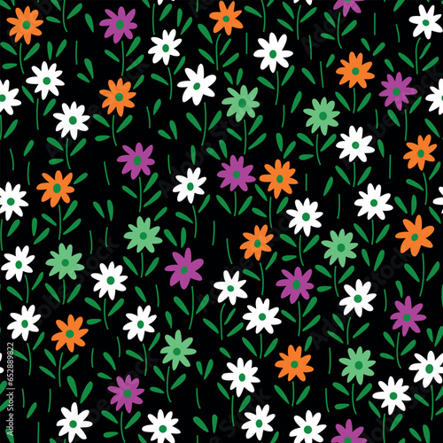 Retro botanical seamless pattern. Colorful flower pattern