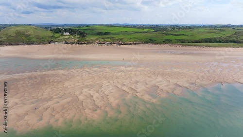 Aerial view of the Camel Estuary near Padstow, Cornwall, England
