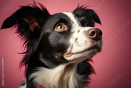 funny studio portrait of border collie dog