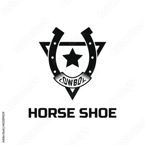 Horse shoe logo design creative idea vintage retro style