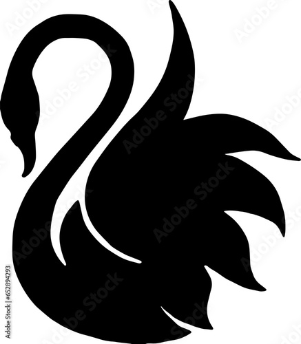 Black silhouette of Swan or goose isolated on white