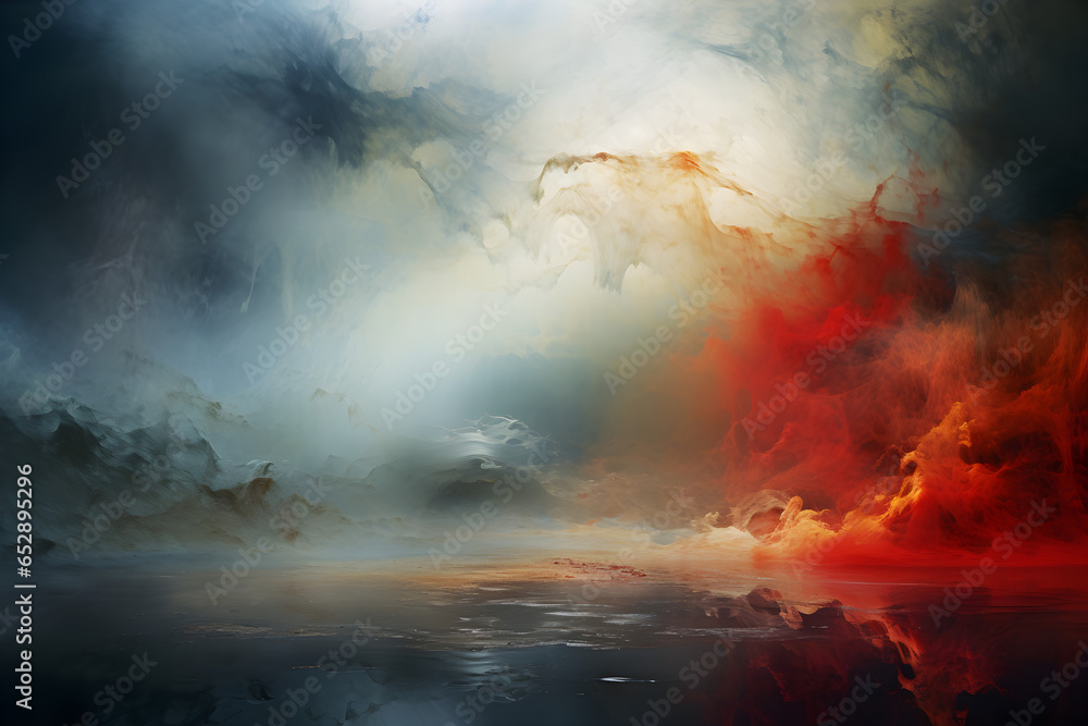 clouds over the lake. surreal dreamscape abstract landscape