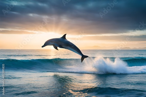 dolphin fluttering on the sea 