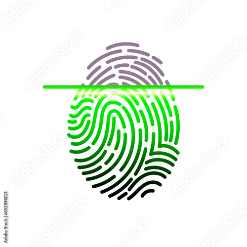 Laser scanning of fingerprint, vector illustration of digital biometric security technology