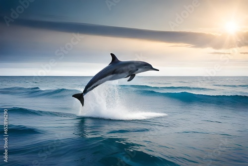 dolphin fluttering on the sea 