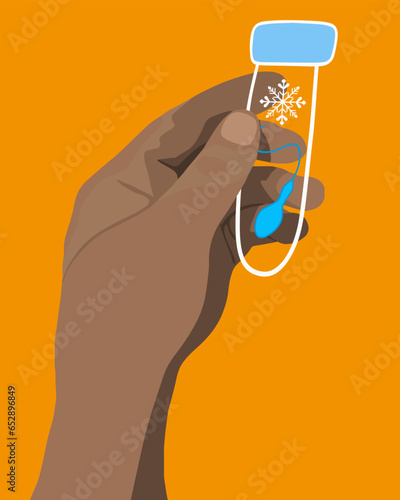 Vector isolated illustration of sperm freezing. Sperm bank. Sperm donation.