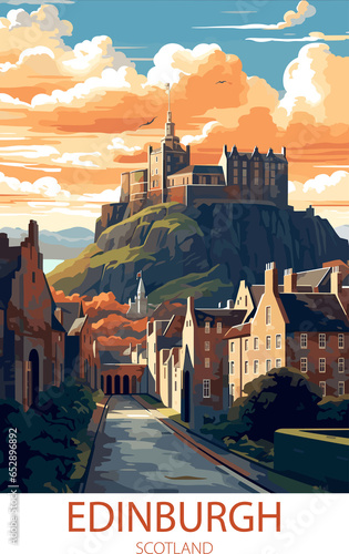 Edinburgh Travel Print Wall Art Edinburgh Wall Hanging Home Decoration Edinburgh Scotland Travel Poster photo