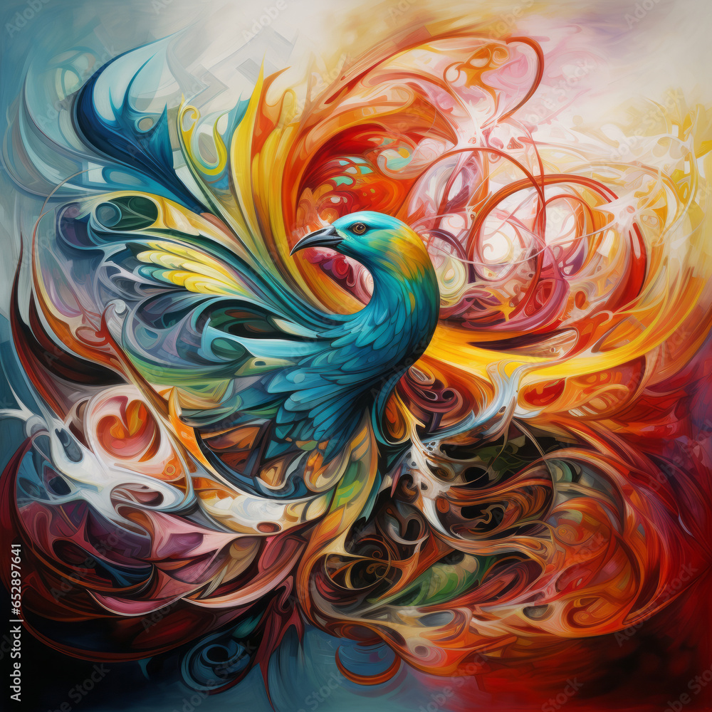 Abstract colourful symbolism with a bird Abstract colourful symbolism with a bird