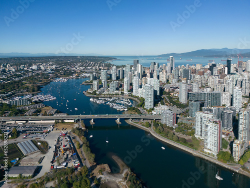 aerial view of Vancouver and burrard bridge