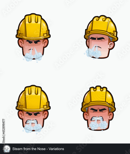 Construction Worker - Expressions - Negative - Steam from the Nose - Variations