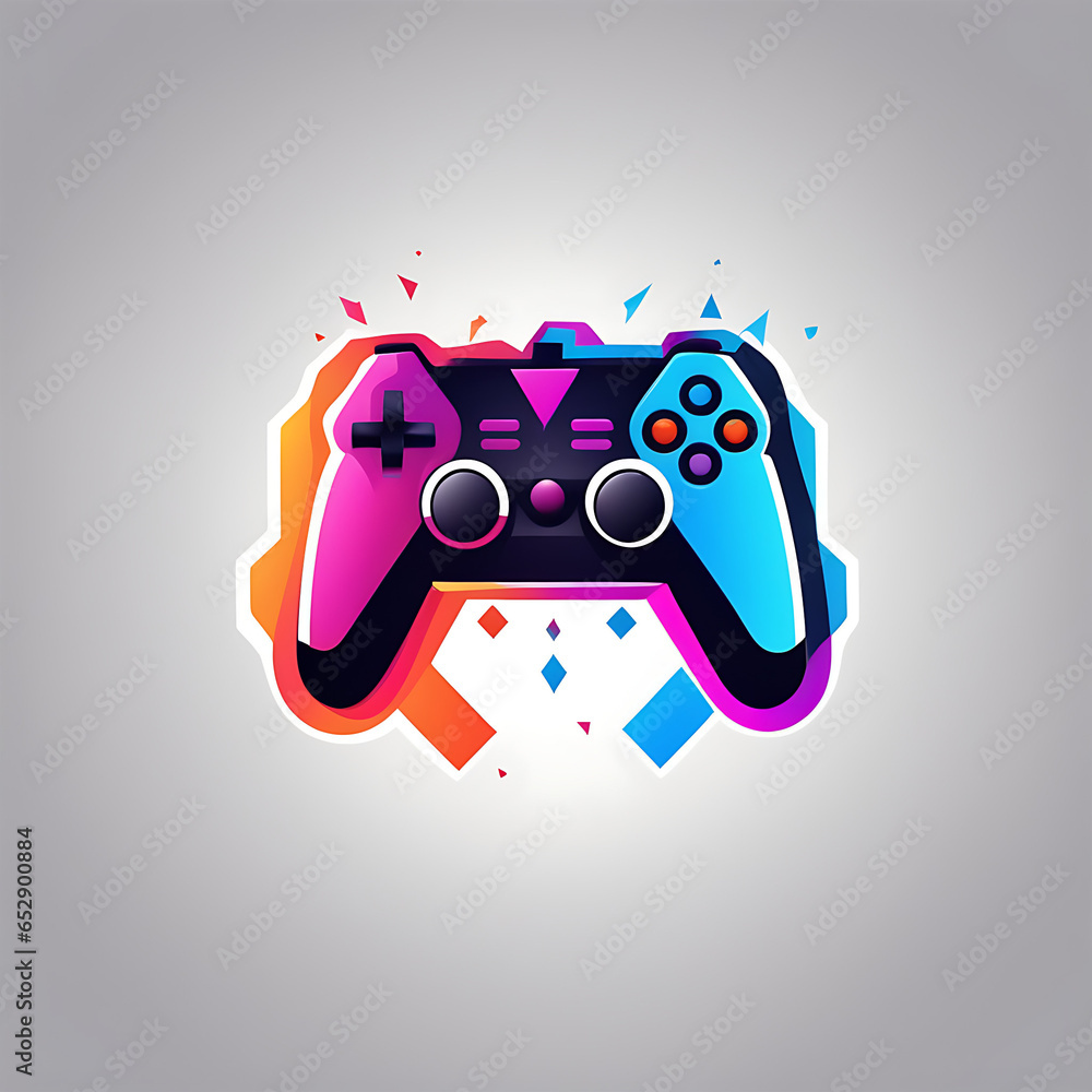 Video game controller icon, retro cartoon illustration. Generative AI