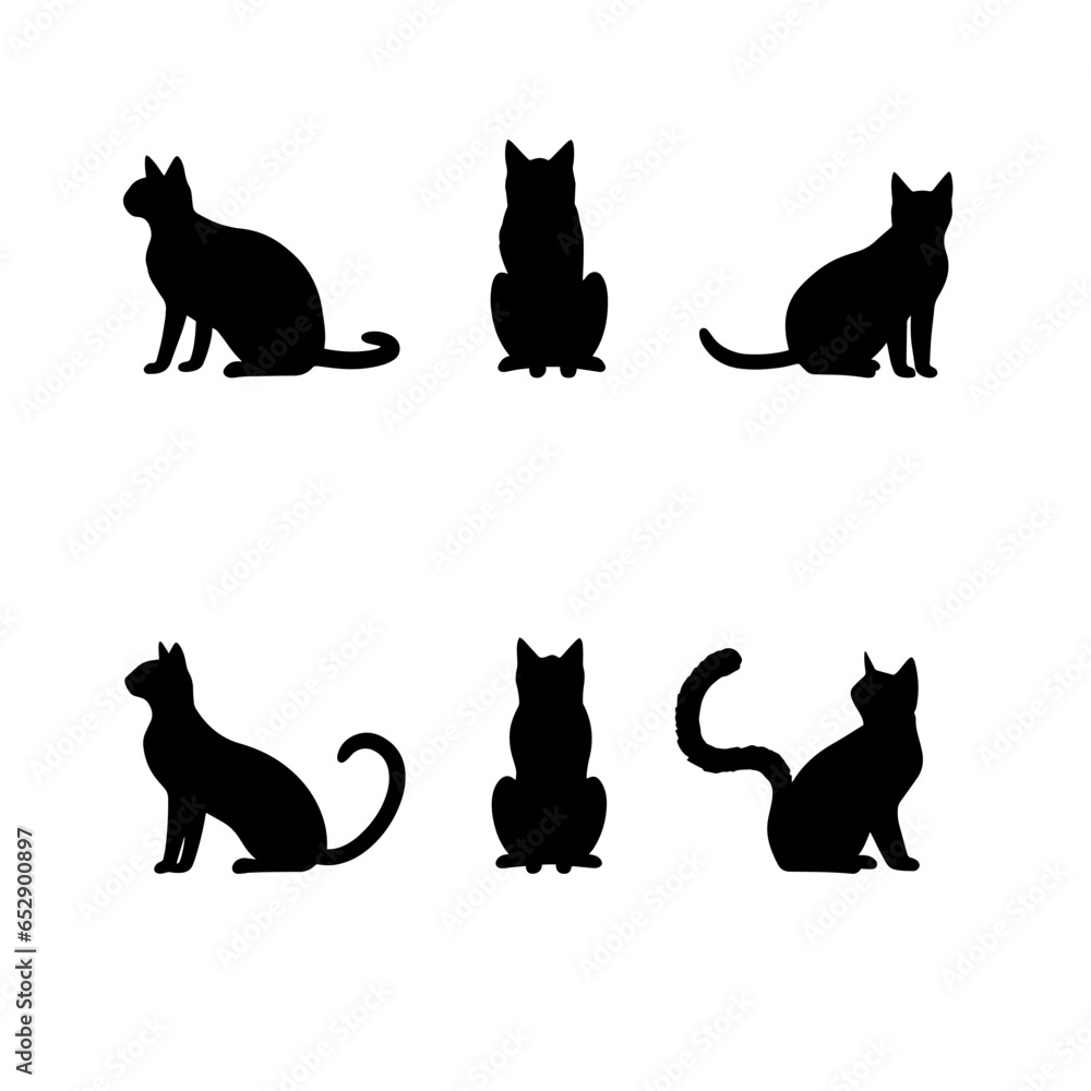 collection of vector cat silhouettes in a simple style