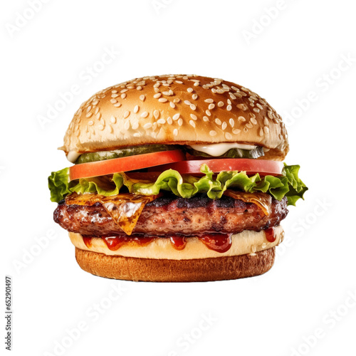 Big fresh burger on transparent background © Nahin
