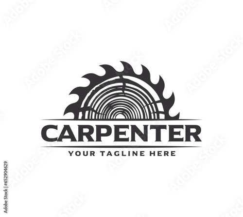 Wood Carpenter logo design on white background, Vector illustration.