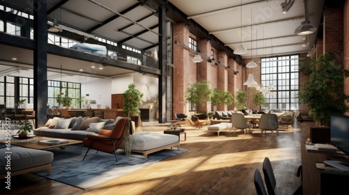 Contemporary co-working space in a beautifully renovated old factory photo