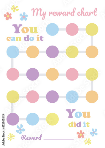 Pastel reward chart. Printable chore chart for girl. Toddler routine behavior chart for kids. Daily routine.