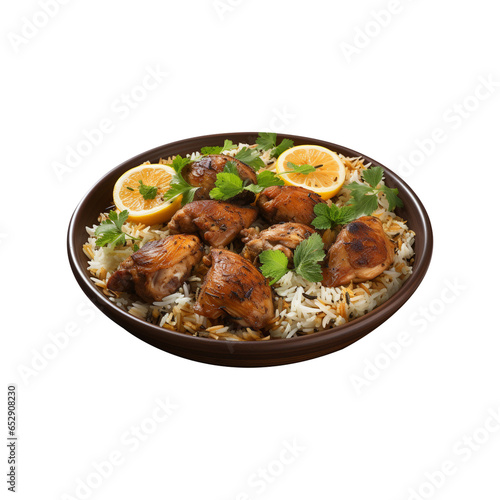 Chicken biryani with steamed basmati rice PNG