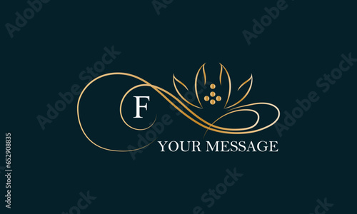 Exquisite monogram design template for one or two letters such as F. Business sign, identity monogram for restaurant, boutique, hotel, heraldry, jewelry.