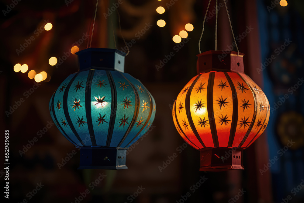 Paper lanterns known as 'kandils' hang in homes during Diwali, symbolizing spiritual enlightenment. Paper lanterns known as 'kandils' hang in homes during Diwali, symbolizing spiritual enlightenment.