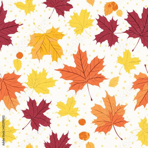 Colorful maple leaf seamless vector illustration on light background. Fall leaves. Vector illustration.