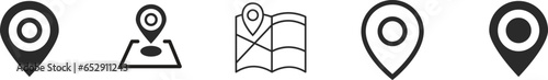 Location pin icon set. Place marker on a map.  Map location marker. GPS location symbol collection. Flat vector illustration.