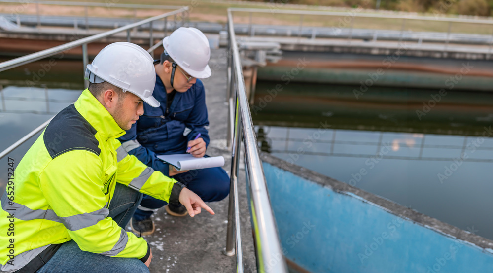 custom made wallpaper toronto digitalEnvironmental engineers work at wastewater treatment plants,Water supply engineering working at Water recycling plant for reuse,Technicians and engineers discuss work together.