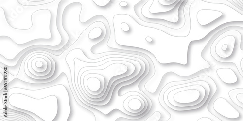 Topographic map background geographic line map with seamless pattern ornament design. The black on white contours vector topography stylized height of the lines map.