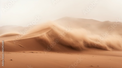 The stark beauty of a sandstorm in a desert landscape