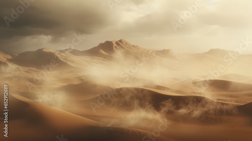 Shifting sand dunes creating intricate patterns in a desert sandstorm