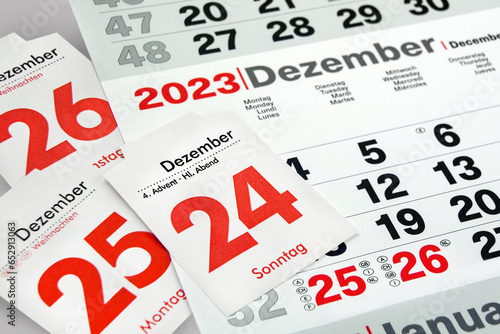 Deutscher Kalender Dezember 2023 Feiertage  Weihnachten photo