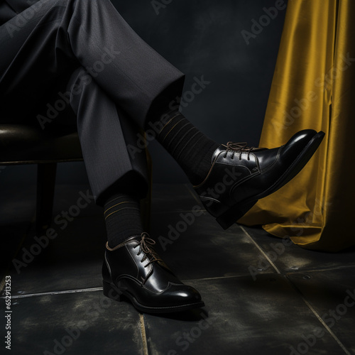 legs in black shoes