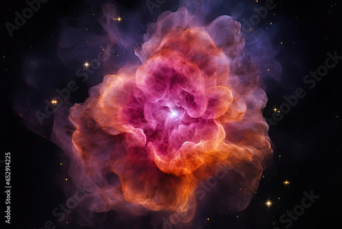astronomical image of a rose nebula with star explosion in the middle, many bright stars, color splash, dreamy composition, galactic wallpaper, photorealistic // ai-generated