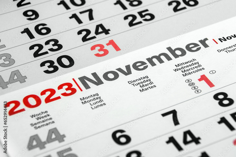 Deutscher Kalender 2023 Datum 1. November und Oktober Deutscher Kalender 2023 Datum 1. November und Oktober