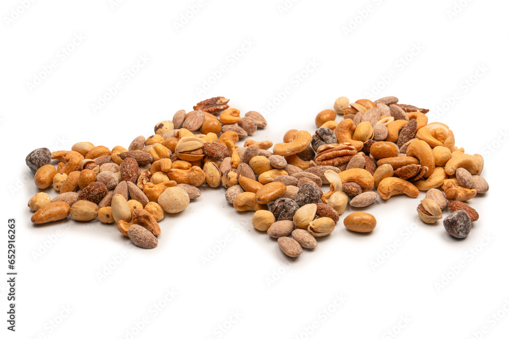 A group of almonds, pistachios, walnuts, macadamia, cashews. A group of almonds, pistachios, walnuts, macadamia, cashews.