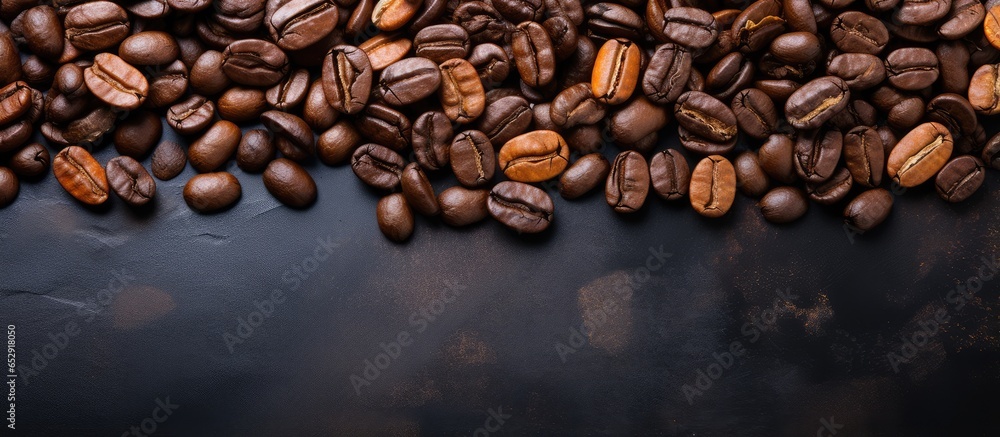 Rustic slate background with coffee beans Rustic slate background with coffee beans