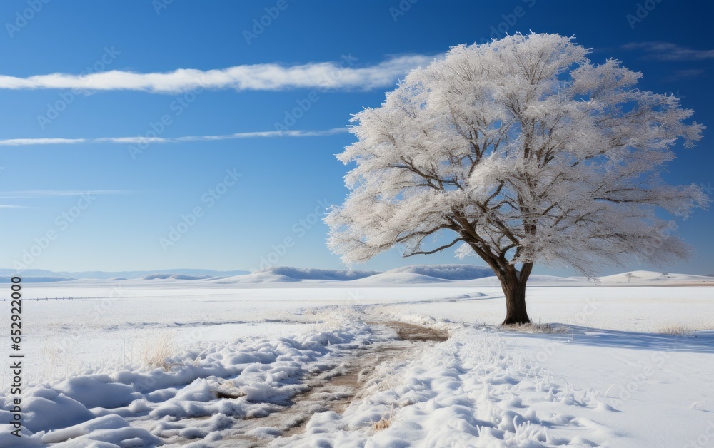 A Minimalist Landscape: Lone Tree in the Snow