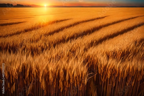 wheat field at sunset 4k HD quality photo. 